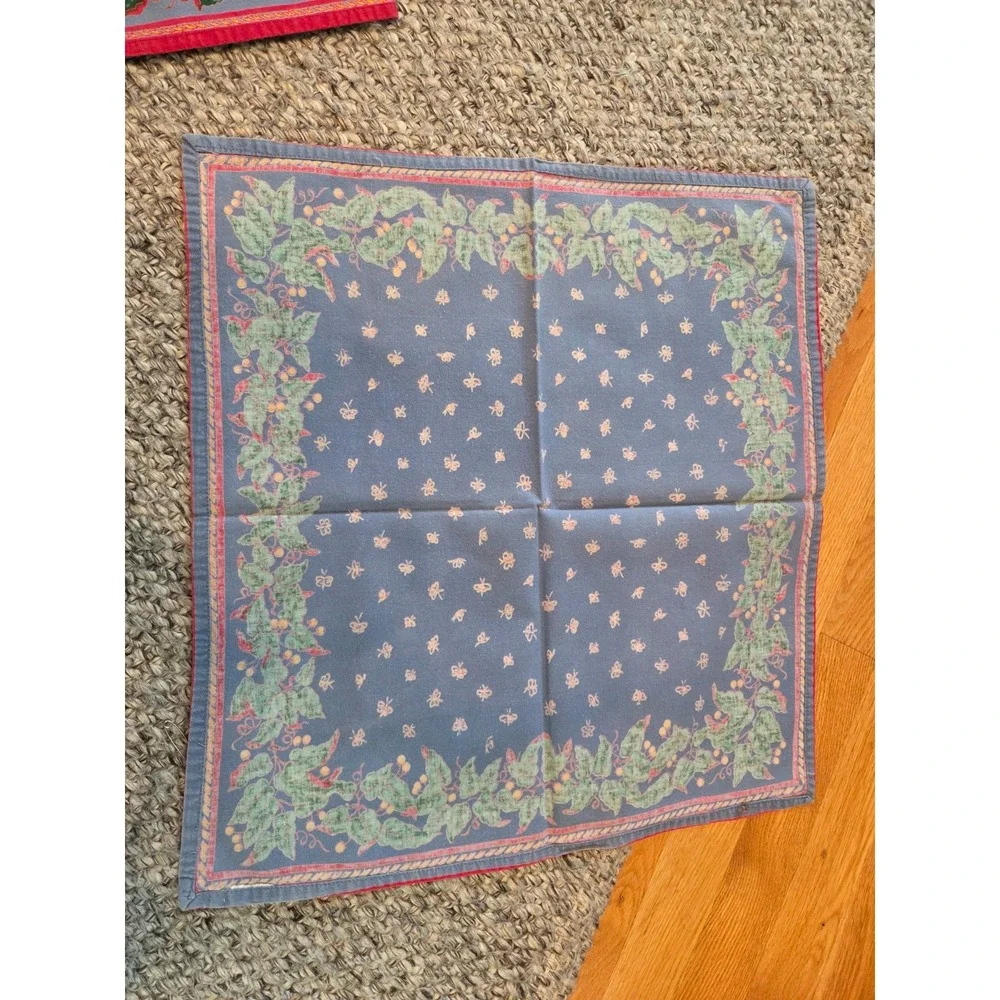 Set of 6 Williams Sonoma Provence Blue Red Napkin Floral 100% Cotton